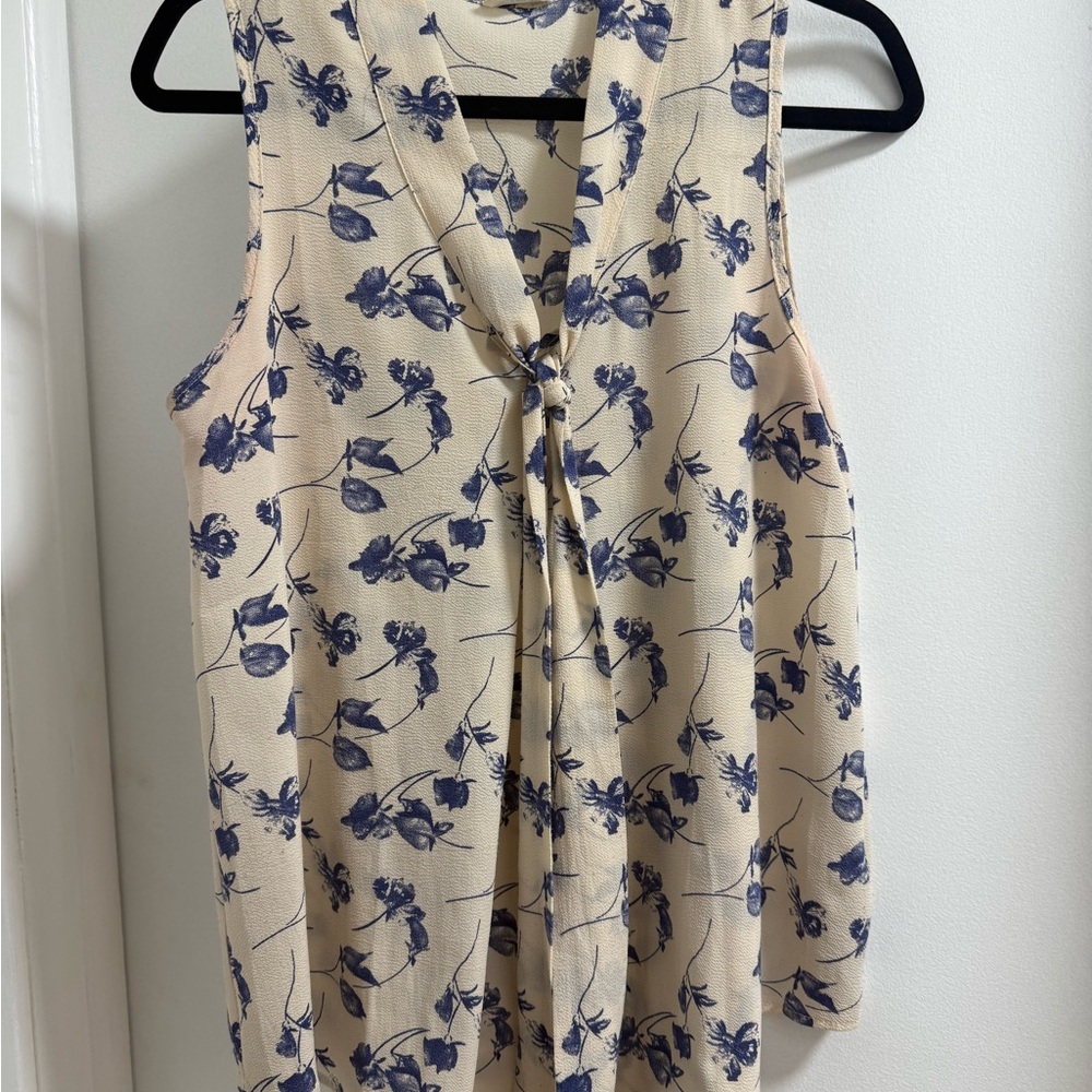 Siren Lily Cream and Blue Floral Blouse